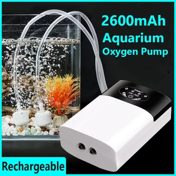 

Aquarium Oxygen Air Pump Compressor Fish Tank Dual Air Stone USB Charging Portable Exhaust Ultra Silent Mute Fishing Outdoor