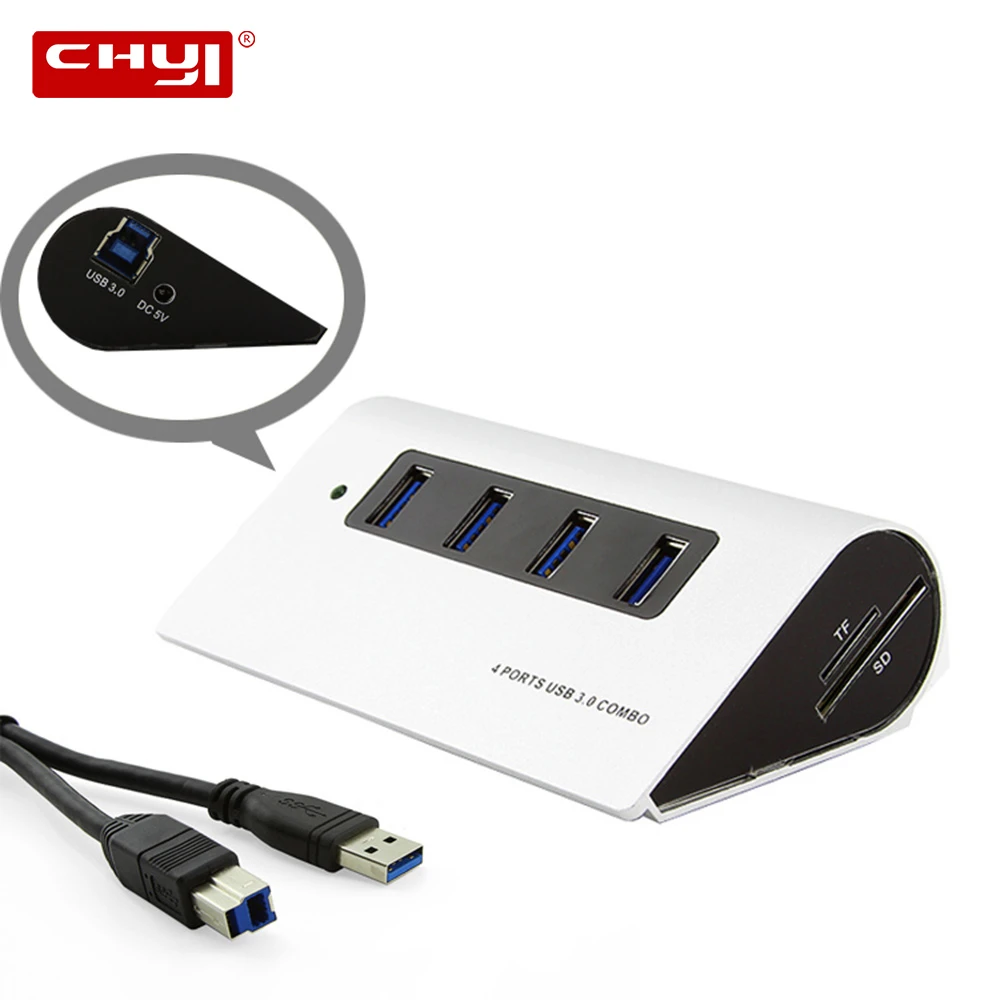 Высокоскоростной разветвитель CHYI USB 3 0 с 4 портами и кардридером TF/SD | Компьютеры