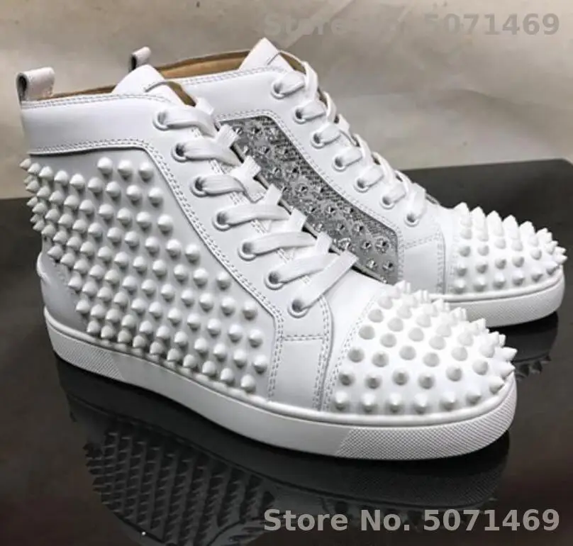 OLOMLB-CL Designer Sneakers Red Bottom Shoes White Sliver Spikes Luxury Shoes For Men Women Party Wedding Leather Sneakers