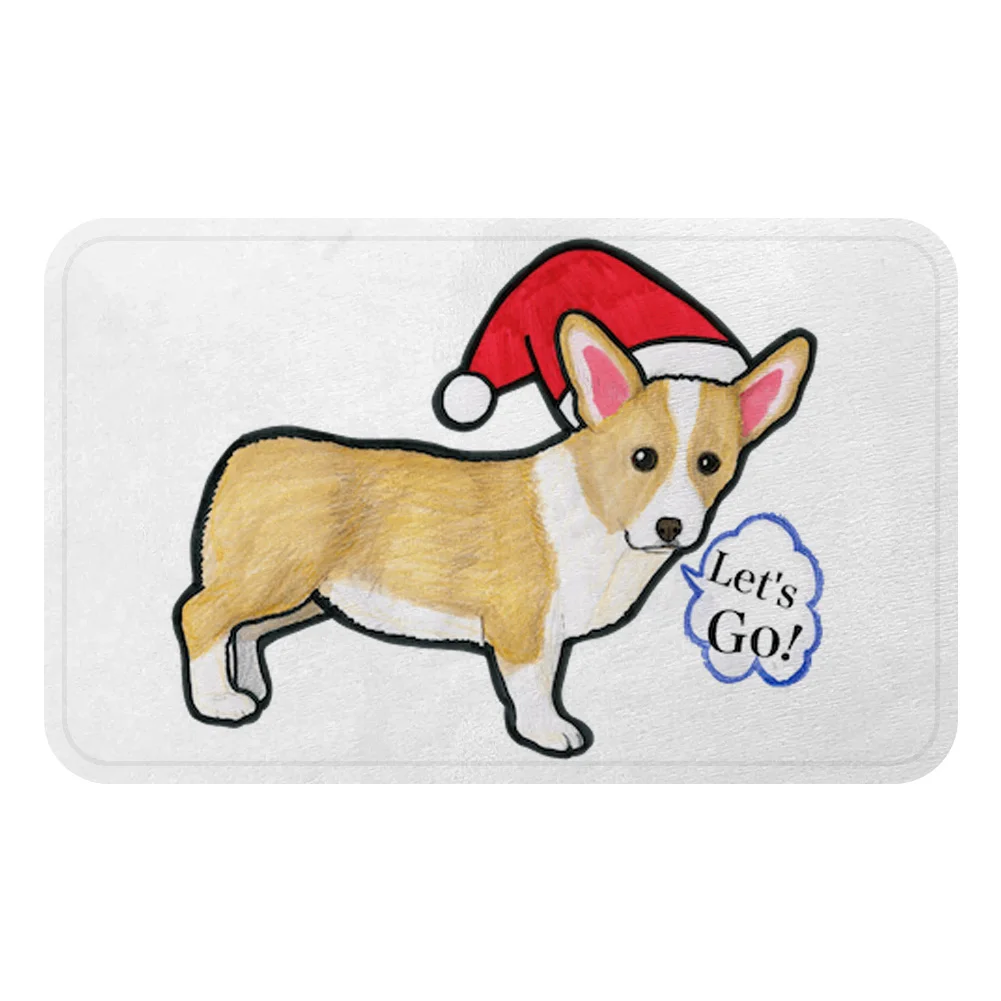 Merry Christmas собака корги животное друг коврик для щенка коврик для ванной декоративный Противоскользящий коврик комната автомобиль пол барная подложка домашний декор для дверей