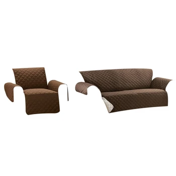 

2Pcs Waterproof Sofa Cover Couch Slipcover Pet Dog Cat Kids Mat Furniture Protector-1 Seat & 2 Seat