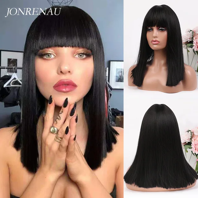 JONRENAU Long Natural Synthetic Straight Layered Hairstyle Wig Black Ombre Brown To Blonde Wigs for Black Women with Bangs Hair lc342-1