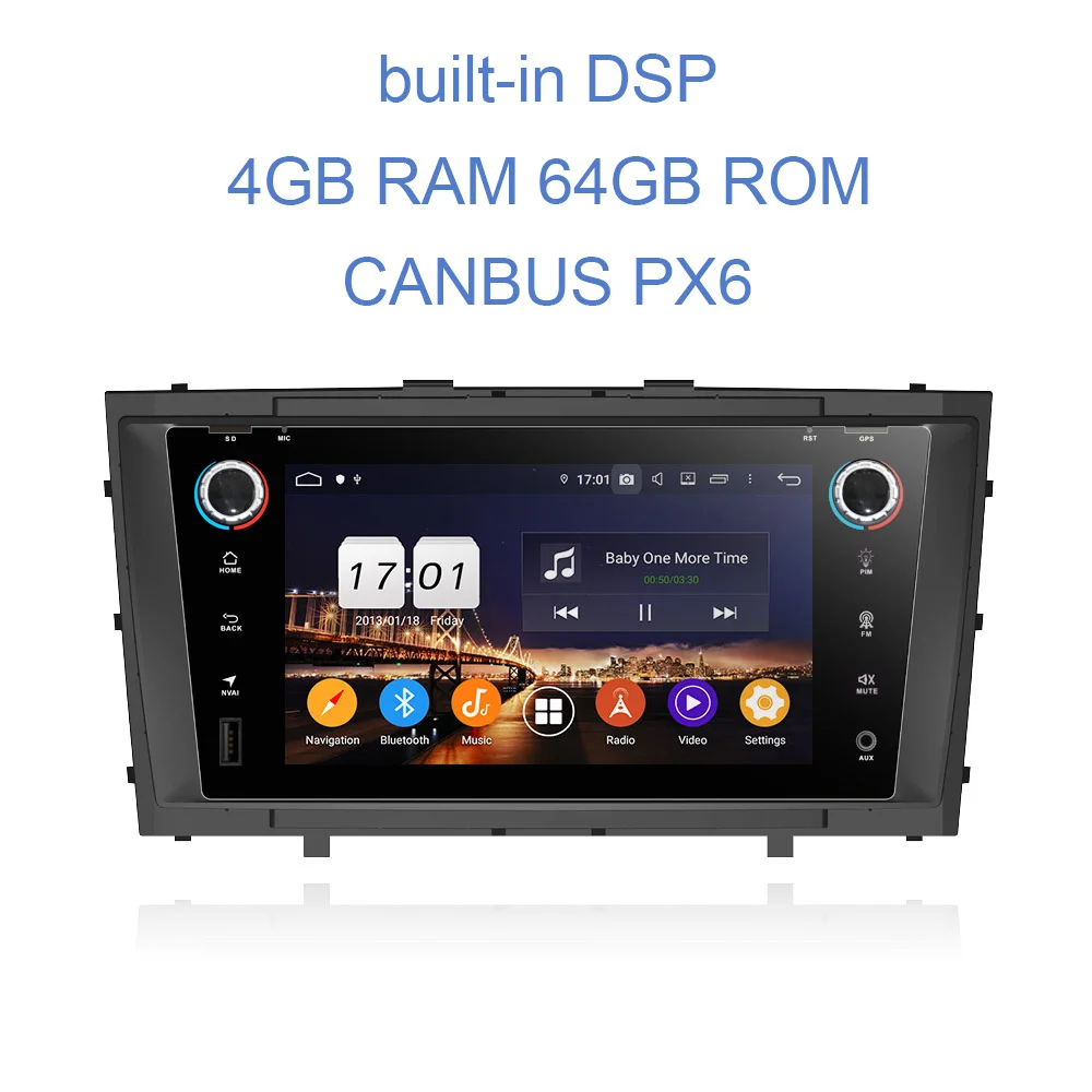 DSP PX6 2 din Android 9,0 Bluetooth 4,2 4 Гб ОЗУ 8 ядерный автомобильный DVD мультимедийный плеер авторадио gps для Toyota Avensis T27 2009-2013 - Цвет: PX6 64G with canbus