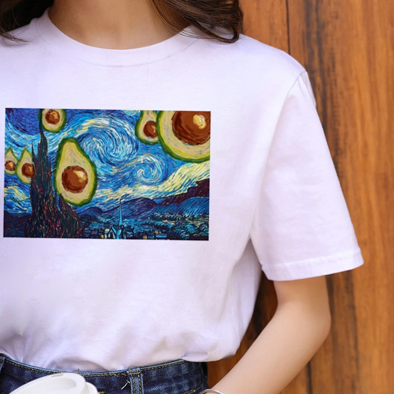 Авокадо веселое Harajuku мультфильм футболки для женщин Ullzang Vegan маленькие свежие футболки 90s футболка с изображением корейский стиль футболки женские