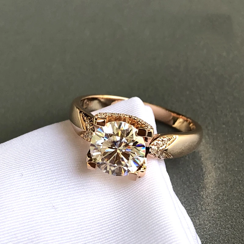 

9K Rose Gold Trendy Moissanite Ring Custom Made 4 claw Round Cut Lab Diamond Wedding Engagement Anniversary Ring