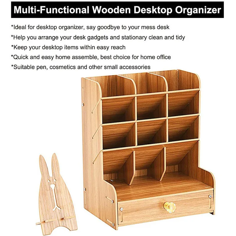 Wooden Desk Organizer Multi Functional Diy Pen Holder Box Desktop Stationary Home Office Supply Storage Rack Pen Holders Aliexpress