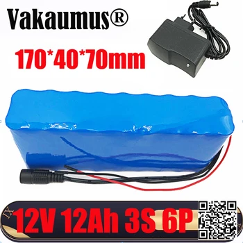 

batteria 12v 12ah 3s 6p 18650 rechargeable lithium battery built in bms for tools LED xenon lamp+charger Blue PVC Fast delivery