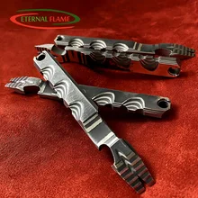 Outdoor Crowbar Made Of Damascus Billet Multifunctional Outdoor Tools Portable The Nail Puller Bottle Opener DEFENCE INSTRUMENT