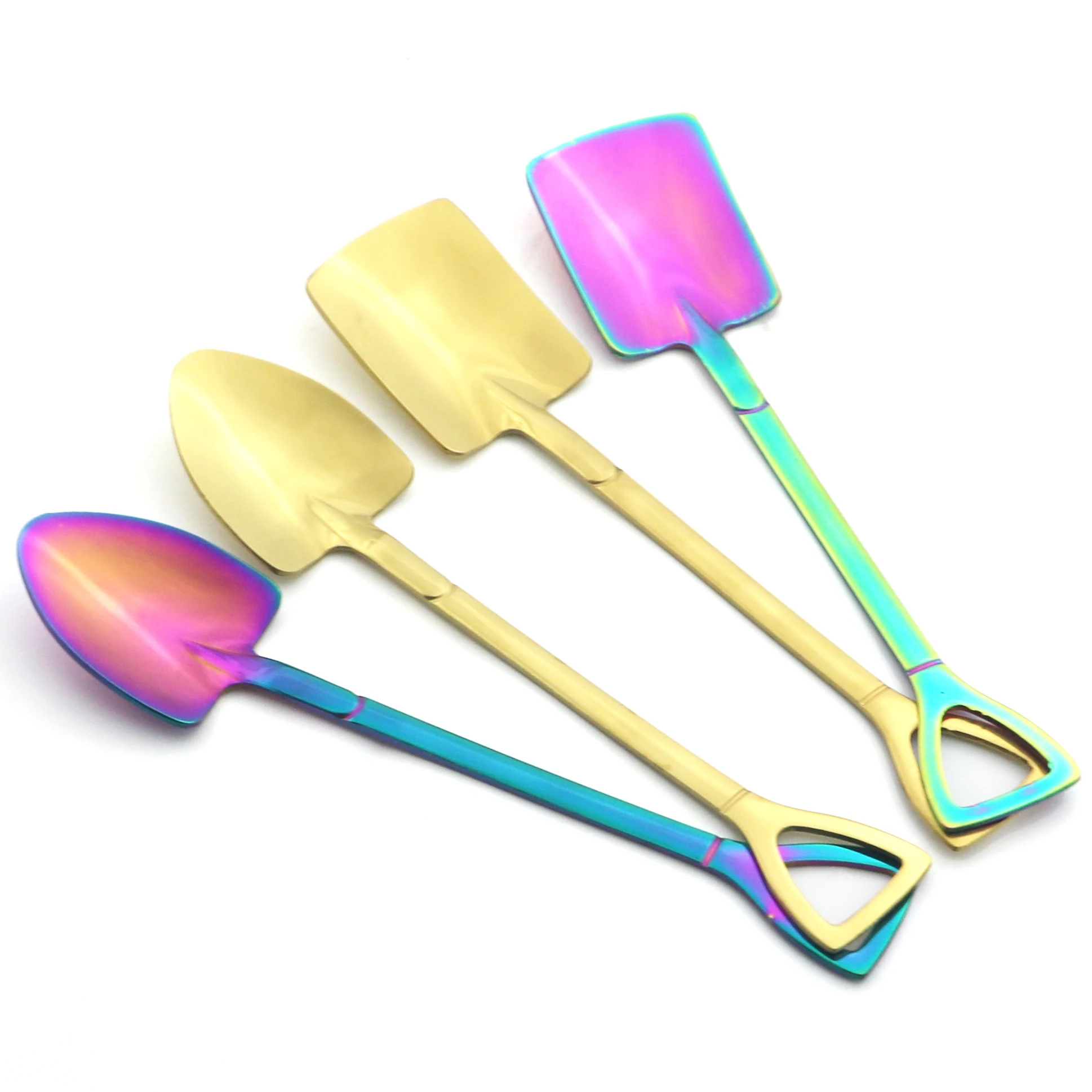 Cutlery Set Stainless Steel Rainbow Shovel Spoon Set for Ice Cream Stirring Teaspoon Dessert Coffee Party