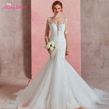 Роскошное винтажное шелковое Тюлевое платье с вышивкой, кружевное свадебное платье русалки, сексуальное свадебное платье с v-образным вырезом, новинка, свадебное платье