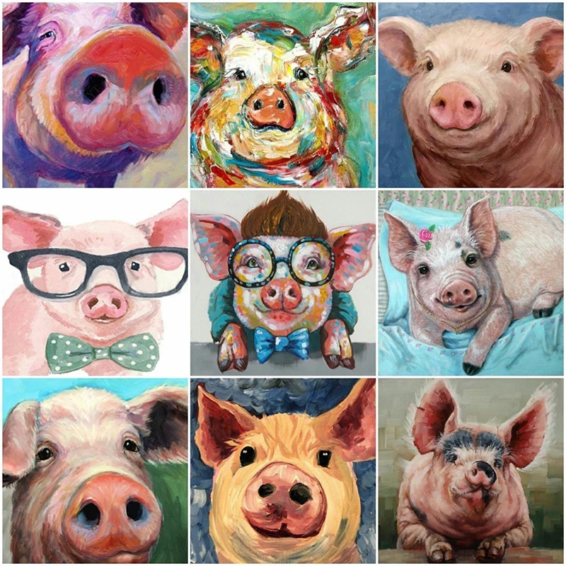 5D DIY Diamond Painting Animal Pig Full Square Drill Diamond Embroidery