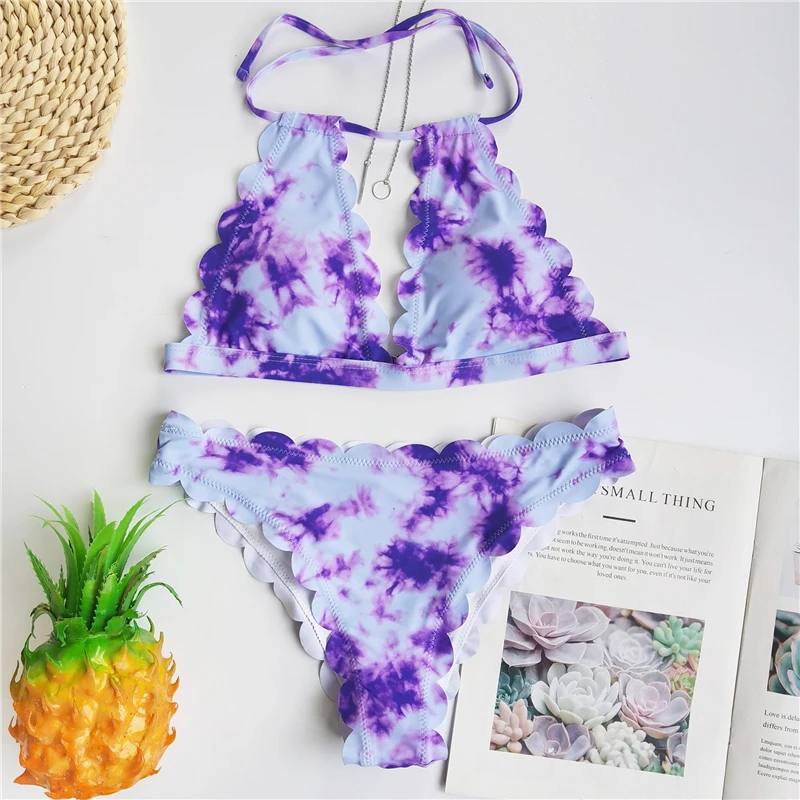 2020 Sexy Bikinis Swimsuit Women Bandage Printing Swimwear Underwire Bikini Set Tie-dye Gradient Bathing Suits Summer Beach Wear