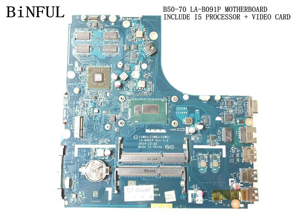 BiNFUL товар, ZIWB2/ZIWB3/ZIWE1 LA-B091P для LENOVO материнноутбук материнская плата процессор I5+ видеокарта