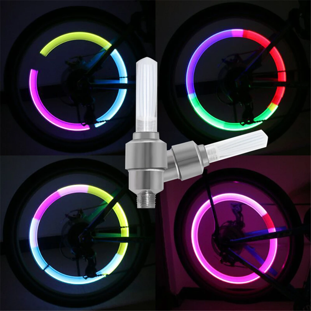 Luz LED de neón para de bicicleta, válvula de neumático, tapa antipolvo, de válvula, luz radios para bicicleta, faro trasero de advertencia para ciclismo|Luz de bicicleta| - AliExpress