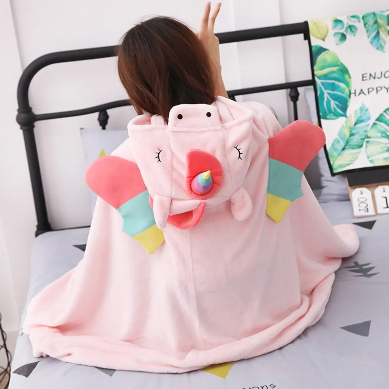 

INS Online Celebrity Style Pink Unicorn Mantle Cloak Airable Blanket Children Blanket Dual Purpose Props