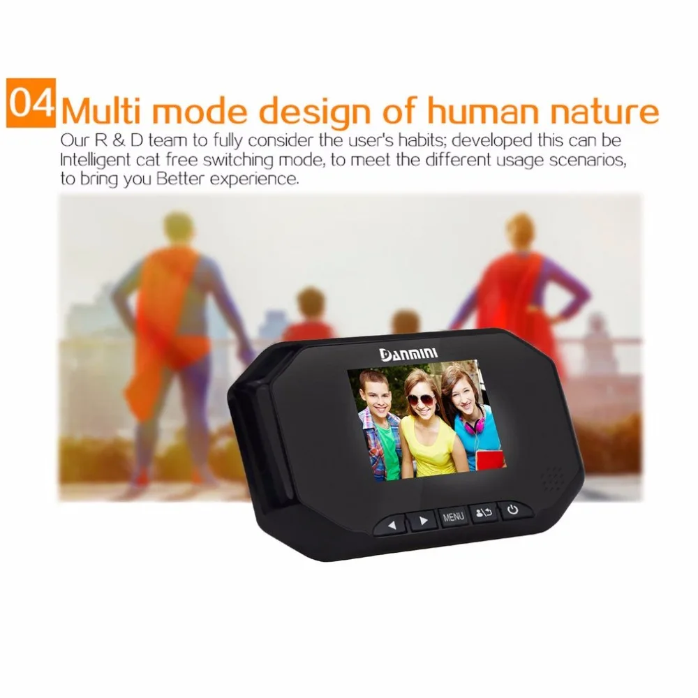 Danmini 3," TFT ЖК-экран 1.3MP HD камера видео дверной звонок 145 градусов широкий угол ночного видения цифровой дверной глазок