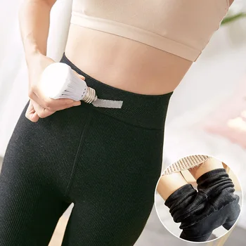 

SVOKOR Winter Thick Velvet Leggings Solid Warm Women's Wool Pants High Elasticity Good Quality Thick Velvet Pants