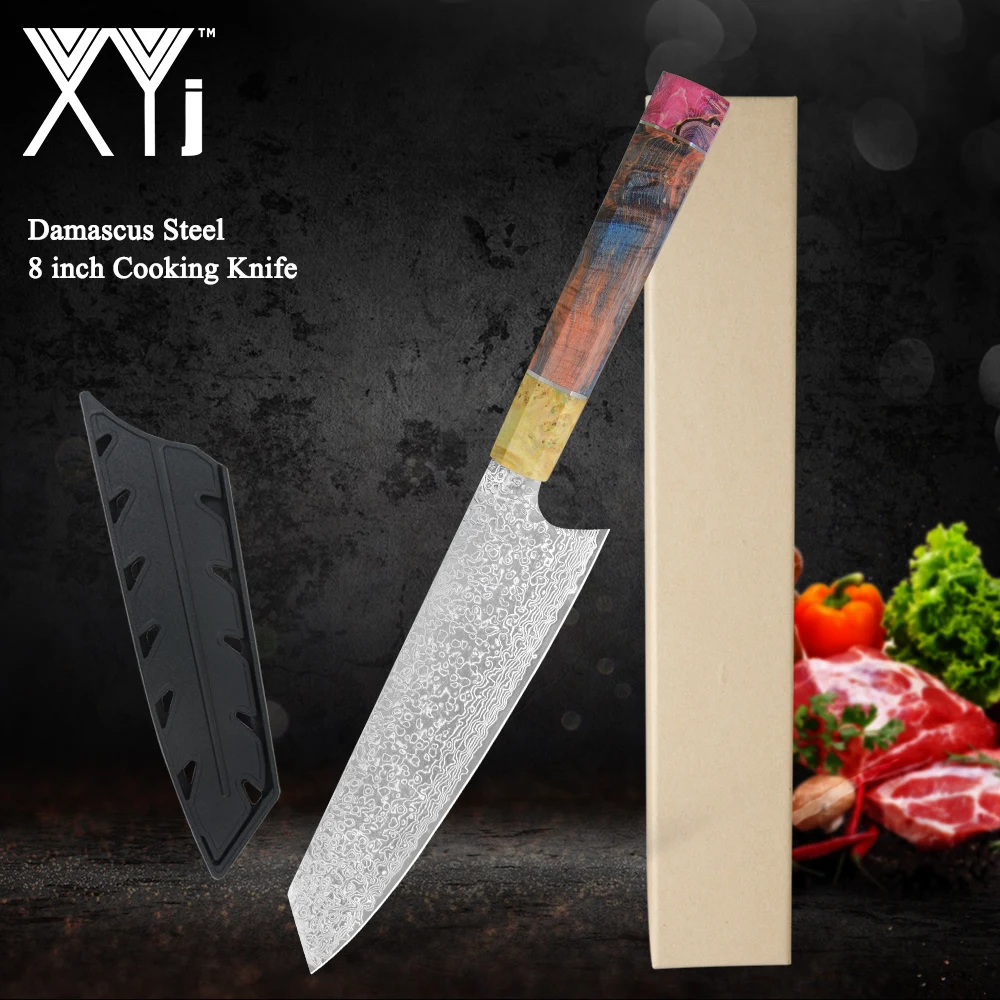XYj дамасский поварской нож 8 дюймов 67 слоев кухонный японские ножи мясницкий