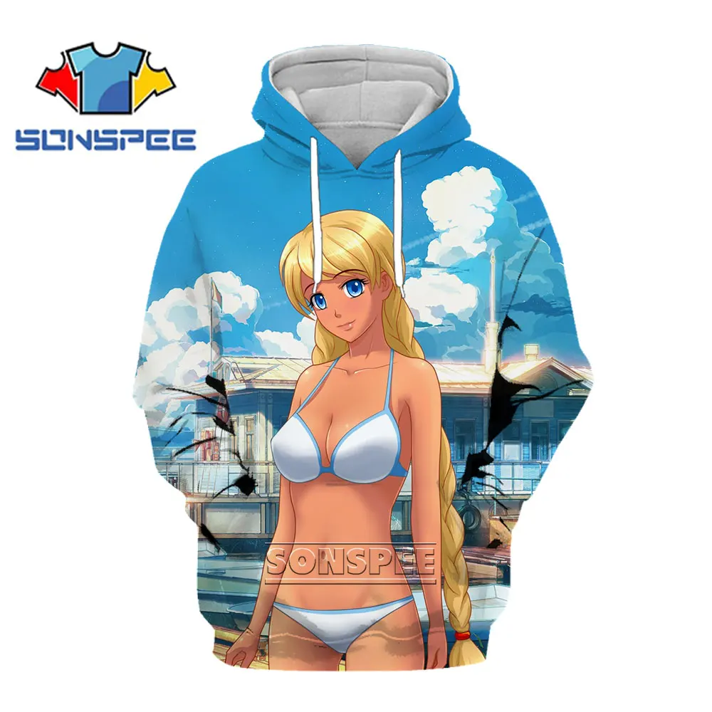 SONSPEE  Anime Sexy Occident Bikini Beauty Hoodie Hot Sexy Body Loli Print Hoody Sweatshirt Autumn Fashion Street Otaku Clothing