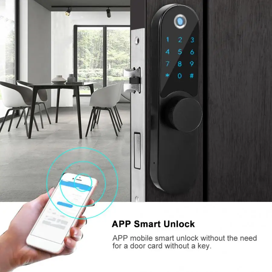 Многофункциональный Смарт-отпечаток пальца пароль карта ключ Bluetooth приложение безопасности дверной замок считыватель карт дверной замок