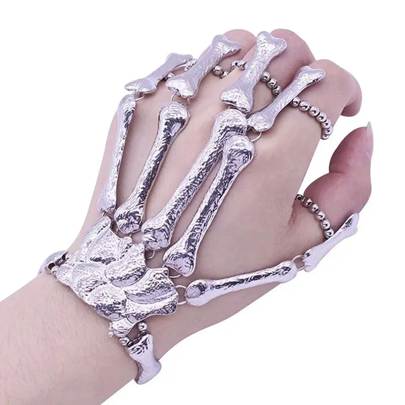 

New Halloween Hand Bone Palm Skeleton Ghost Paw Bracelet With Fingers Bangle Accessories