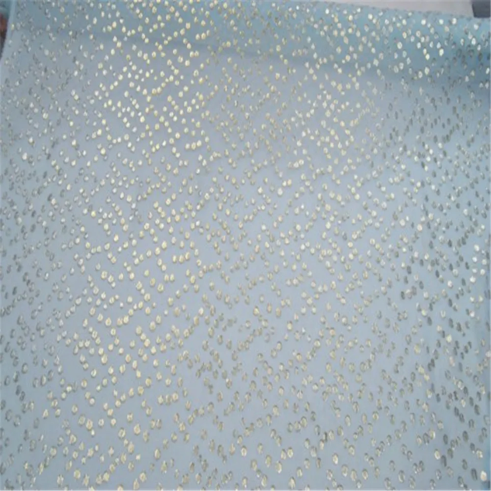 Classical Shiny Silk Chiffon with Dot Jacquard Fabric in Light Blue Color for Lady Charming Dress Clothing