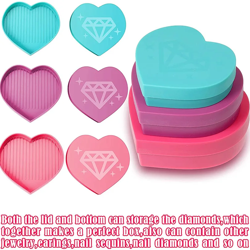 Diamond Painting Diamond Painting Accessories 5D Diamond Painting Tool Heart-Shaped Drill Diamond Tray Box Embroidery Accessories Large Capacity Tray Drill Plate