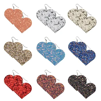

9 Pairs Valentines Day Glitter Earrings For Women Red Heart Leather Earing Rainbow Drop Dangles Big Love Drop Earings For Lovers