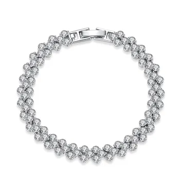 

Rome Design 3Rows Top Quality Clear AAA Cubic Zirconia European Charm Tennis Bracelet Bangles for Women Bridal Jewelry