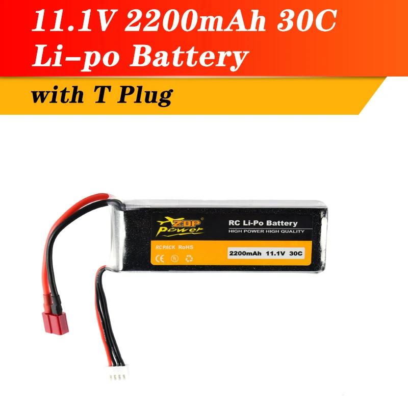 ZOP Power 11.1V 2200mAh 30C 3S Lipo Battery T Plug For RC Racing Drone Car | Игрушки и хобби