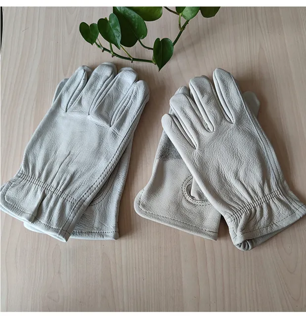 男性用本革ドライビンググローブ,天然牛革,白,滑り止め,戦術