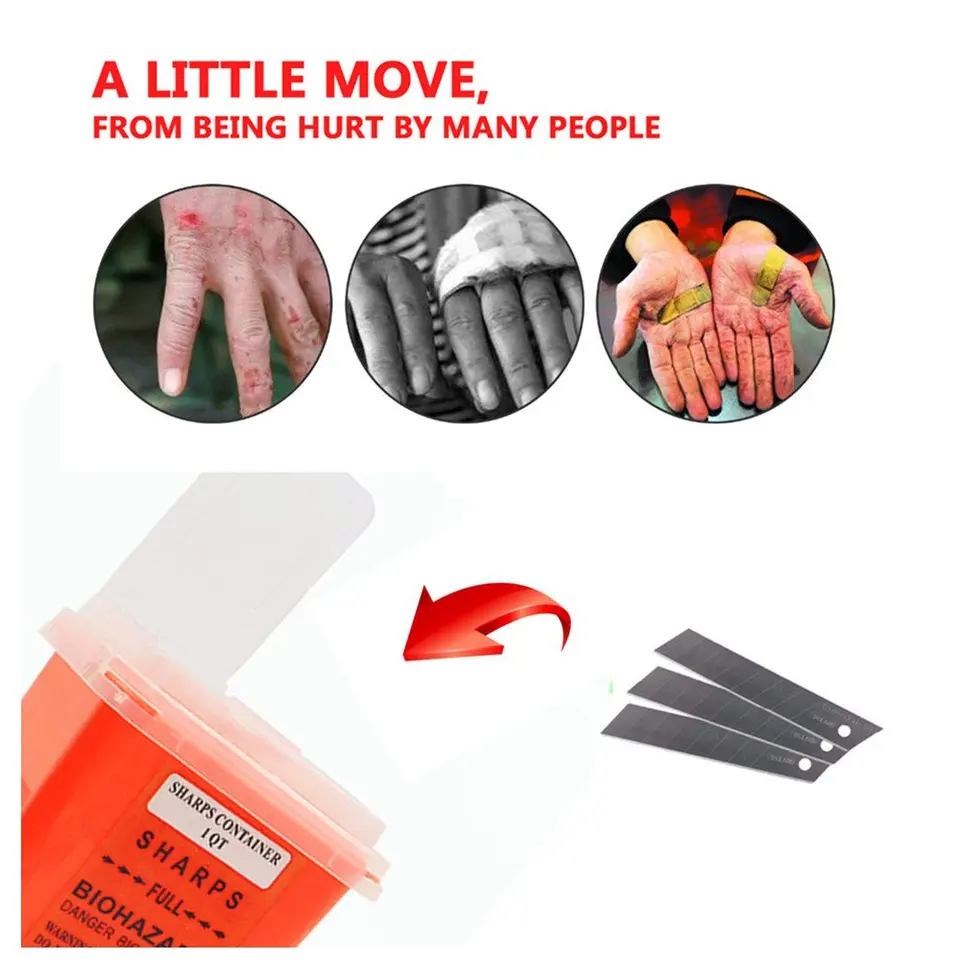 Contenitore Oggetti Taglienti Medico 1L Rosso - Smaltimento Aghi Sicuro Per Tatuaggi E Rifiuti Biologici