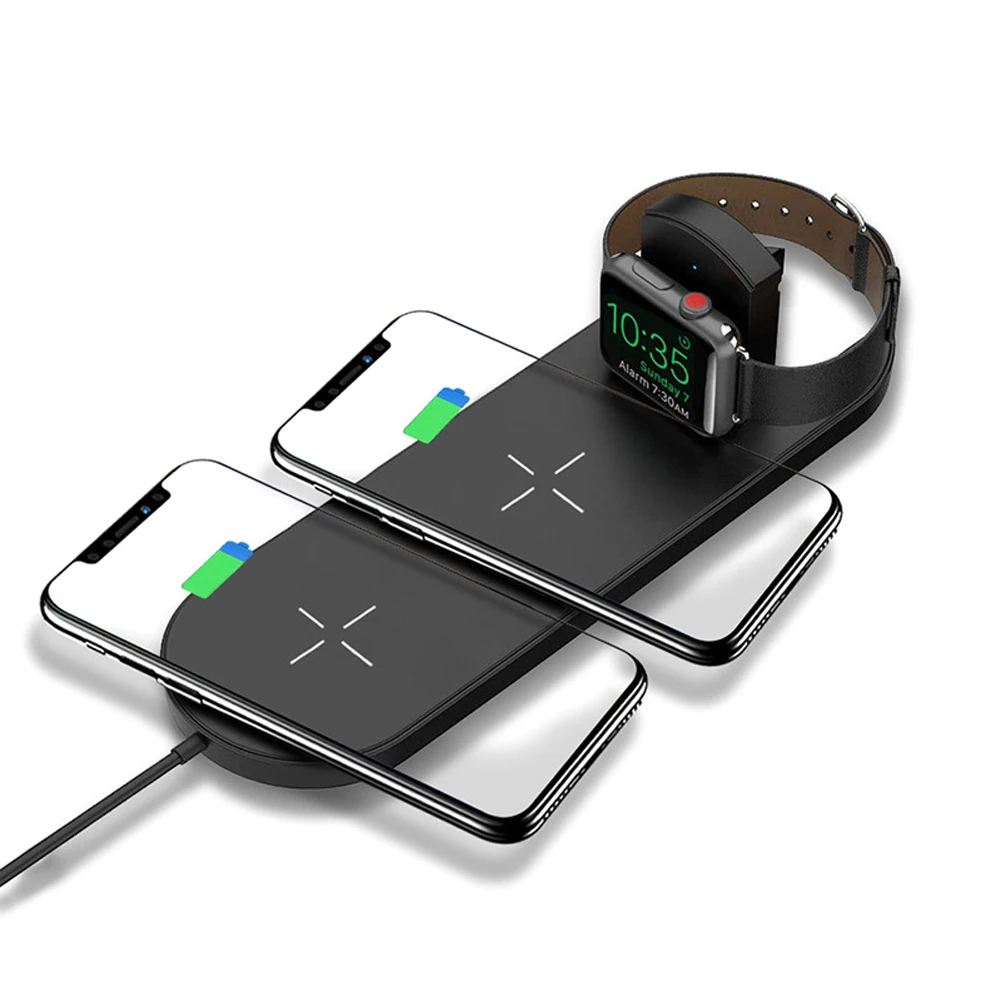 10 Вт быстрая Беспроводная Полная нагрузка 3 в 1 Зарядная площадка для Airpods Apple Watch 4 3 2 1 Qi Беспроводное зарядное устройство для Iphone X Xs Max Xr 8
