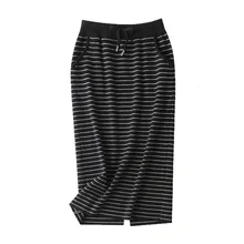 Женская Новинка осень зима корейский стиль длинные прямые толстые теплые шерстяные юбки женские размера плюс свободные шерстяные юбки