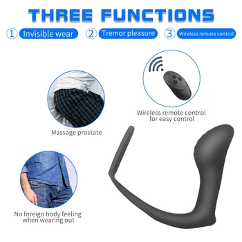 Prostate Massager Anal Vibrator Male Delay Ejaculation Ring Anal Plug Prostate Stimulator Cock Rings Vibration for Sex Toys 2