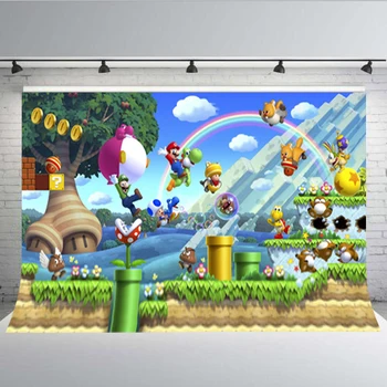 

Customize Vinyl Photography Backdrops Super Marios Run Game Super Marios Birthday Party Invitation with fondo fotografia estudio