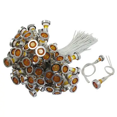 

100 Pcs DC 12V Yellow Bulb Illuminated Signal Lamp Indicator Light w Case