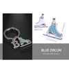 Fishhook Zircon Crystal Luxury keychain Initial 3D Ice Skate Shoes Letter Pendant 26 Enamel Gift For Woman Man Key ring Jewelry ► Photo 3/6