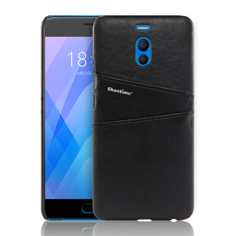 Обложка на заднюю панель из искусственной кожи для Meizu M6 Note чехол-кошелек для Meizu M6T чехол с отделениями для визиток для Meizu 15 15 Plus чехол для телефона - Цвет: BLACK