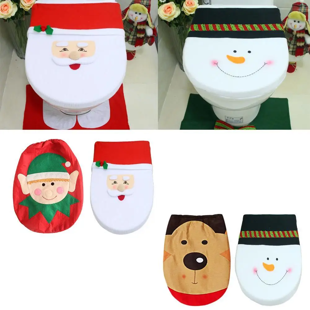 

Christmas Decoration Snowman Lid Single Soft Toilet Seat Cover Warmer Closestool Pad Mat Bathroom Accessory Santa Claus