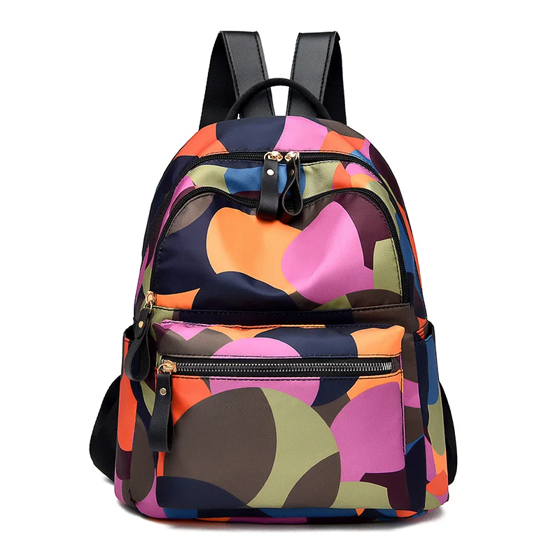 Fabra Cool Retro Multi-Functional Backpack Large Capacity Nylon Backpack Women Travel Shopping Women Casual Daypack Bagpacks - Цвет: Многоцветный