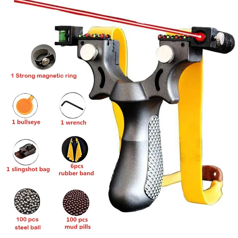Laser sight high power rubber band slingshot precision flat leather professional fast bow outdoor | Инструменты