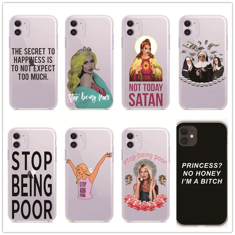 

Paris Hilton Stop Being Poor Soft TPU Silicone color Case for Iphone11 Xr Xs Max 8 7 6S 6Plus 7Plus 8Plus 11 Pro 11ProMax