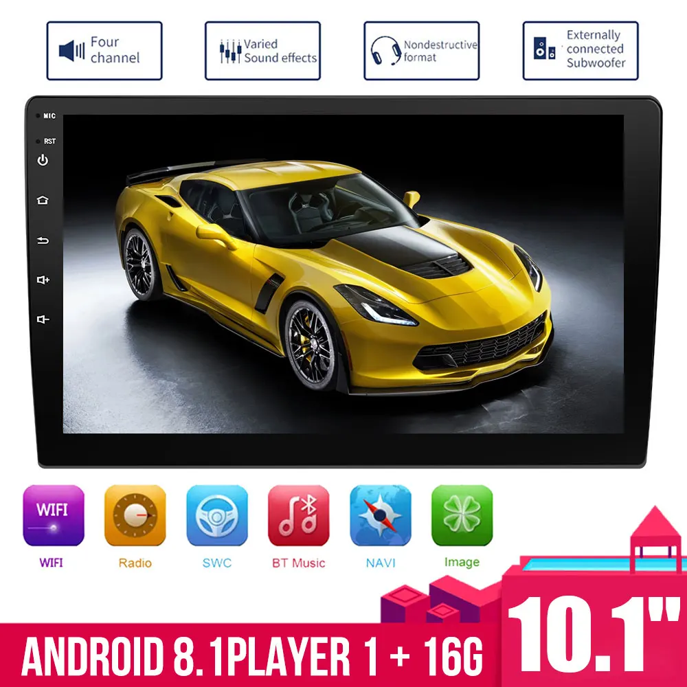  Vehemo Car Radio Quad Core 1+16G GPS 10.1'' Android 8.1 Stereo Car Multimedia Player Gps Navigation