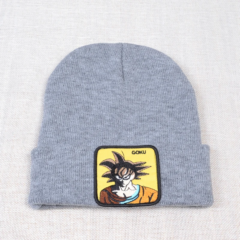 Бренд Dragon Ball Z Goku VEGETA MAJIN бини Зимняя Теплая мужская и женская хип-хоп шапка модная теплая зимняя Лыжная вязаная шапка - Цвет: Серый