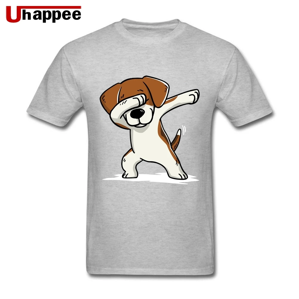 Забавный Джексон поза забавная собачка Beagle рубашка мужская брендовая Рубашка Пара изготовление на заказ футболки короткий рукав полный хлопок o-образным вырезом рубашка - Цвет: Серый