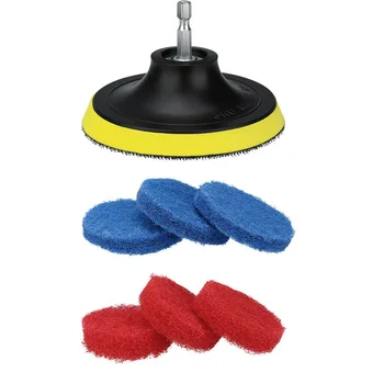 

Electric Drill Cleaning Brush Scrub Scouring Pads Set Floor Tiles Tub Cleaner