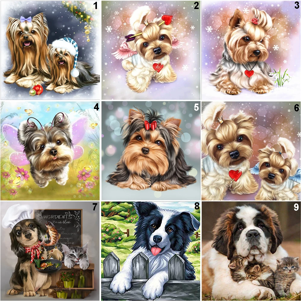 

Yorkshire Dog Full Drill DIY 5D Round Diamond Painting Embroidery Cross Stitch Kits Home Decor Mosaic Art Craft Animal Puppy