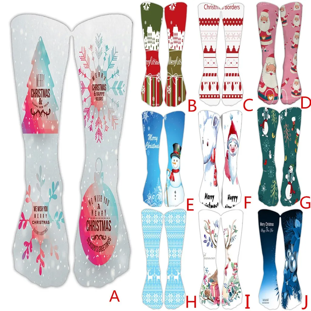 JAYCOSIN Socks Christmas Casual winter autumn Work Halloween Socks 3D Santa Elk Printing Long Sports Socks Polyester sock