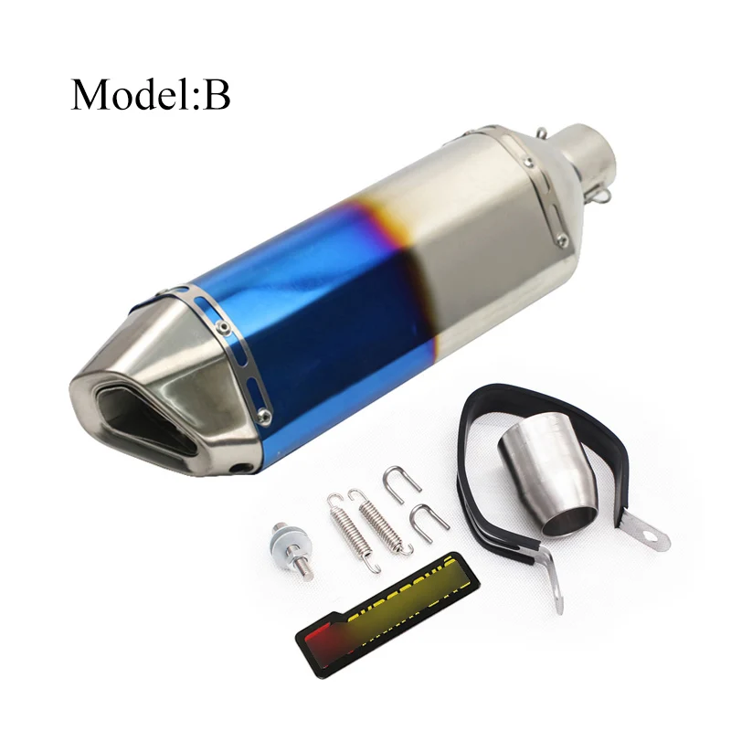 460mm Universal Motorcycle Exhaust Muffler Pipe 51MM Diameter Exhaust Silencer Muffler Tube Pipe With Removable DB Killer Slip - Цвет: B